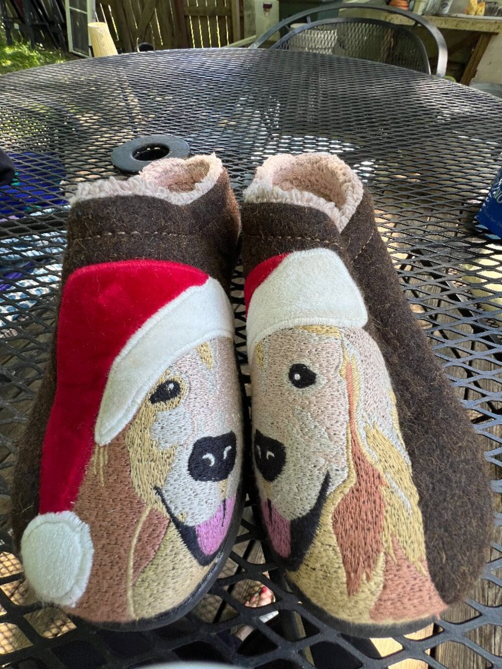 LL Bean slippers sherpa puppy Christmas womens 6 non slip fleece soft